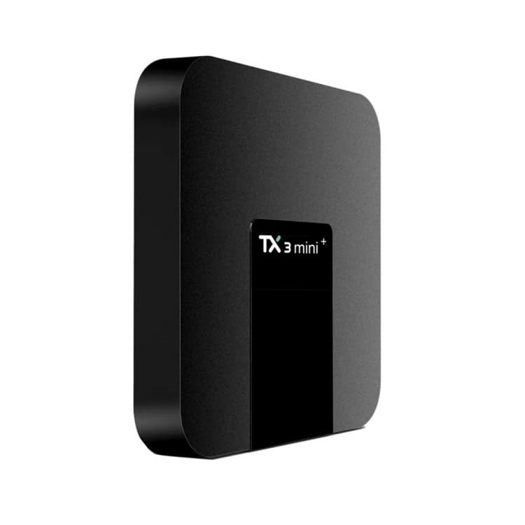 Amlogic S905W2 Quad Core Android 11.0 TV Box - TX3 mini+ Turbo Speed 4 Tx 3 Mini Plus Streaming Device In A Black Rectangular Design With A Front Display.