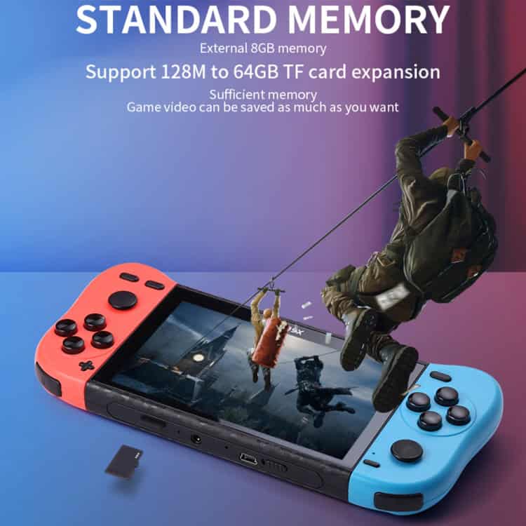 X50 Max 5.1" Double Player Handheld Game Console, 6000+ Games - Ultimate Fun! 6 External 8Gb Memory Extension For Gaming Handheld Console, Supports 128Mb To 64Gb Tf Card, Perfect For Saving Game Videos, Fast Data Transfer, High Compatibility With Portable Gaming Devices, Ideal For Gamers.