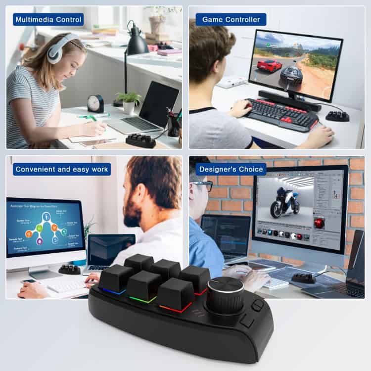 RGB 6-Key Mechanical Gaming Keypad with Custom Programming and Knob 6 Multimedia Control Keyboard With Customizable Keys And Ergonomic Design For Seamless Media Management And Productivity Enhancement.