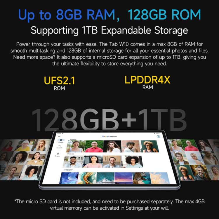 Ulefone Tab W10 10.1" Octa Core Android 14 Tablet PC, EU Plug - WiFi Enabled 11 128Gb High-Capacity Internal Storage With 8Gb Ram And Microsd Card Expansion For Flexible Data Management; Ideal For Multitasking, Photos, Files, And Mobile Performance.