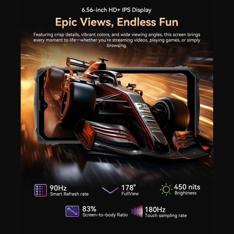 Blackview Oscal Marine 1: 6.56" Android 15, Octa Core, 4G NFC, OTG, 4GB+128GB 29 6. High-Definition Gaming Smartphone With 6.56-Inch Ips Display, 90Hz Refresh Rate, Full View, 450 Nits Brightness, 83% Screen-To-Body Ratio, 180Hz Touch Sampling Rate, Perfect For Gaming And Streaming Videos.