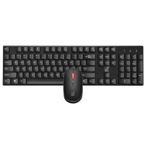 Wireless computer keyboard and mouse set with full-sized keys, ergonomic design, and reliable connectivity for office and home use.