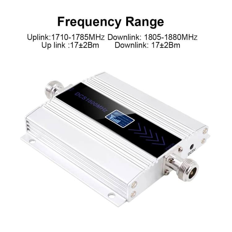 DCS-LTE 4G Signal Booster, US Plug, Silver - Boost Phone Signal Strength 3 Dcs1800 Mhz Frequency Range Wireless Transmitter With High-Quality Metal Housing, Suitable For Reliable Industrial And Communication Applications.
