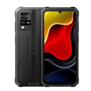 Rugged smartphone with triple camera system and 5G connectivity for outdoor use and durability, black color, advanced mobile device for extreme conditions.
