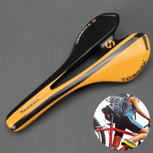 High-quality carbon fiber bicycle saddle for mountain biking and road cycling, Toseeik brand, lightweight and durable for professional and recreational cycling enthusiasts yes organically optimized for cycling gear SEO.