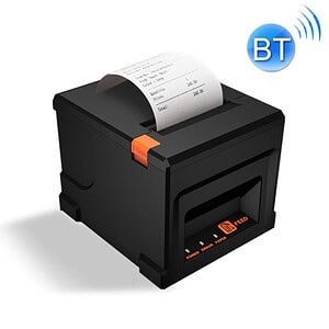 Thermal receipt printer with wireless Bluetooth connectivity, compact design, and fast printing for retail, hospitality, and point-of-sale systems.