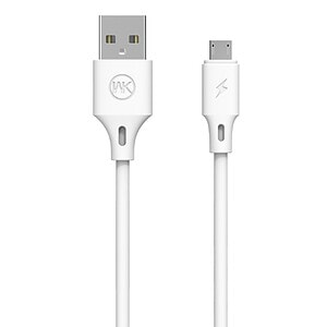 USB charging cable with a white design, featuring a standard USB-A connector and a USB-C connector for fast data transfer and charging. Ideal for smartphones, tablets, and other electronic devices.