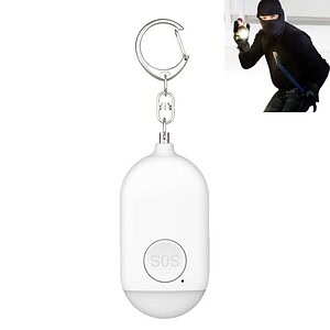 Security alarm keychain with SOS button for personal safety and quick emergency alerts. Compact, portable device ideal for travel, outdoor activities, and personal security purposes. Perfect for those seeking immediate help access.