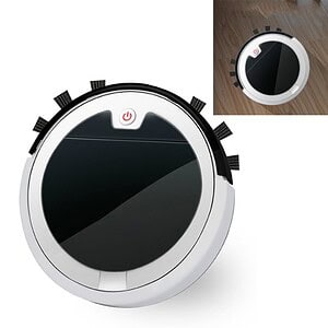 Bluetooth robotic vacuum cleaner with touch control and remote app compatibility, ideal for smart home cleaning.