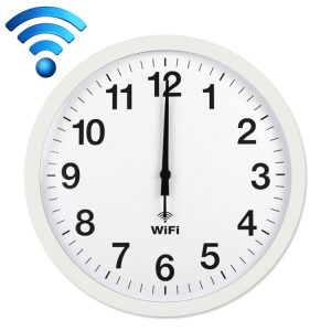 WiFi wall clock showing time with connectivity indicator, ideal for smart home and office environments, featuring real-time wireless synchronization for accurate timekeeping and network status monitoring.