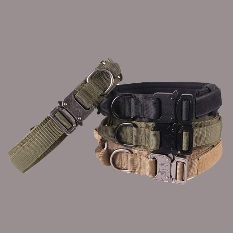 Reliable Heavy-Duty Nylon Dog Traction Collar for Pet Control 5 Durable Tactical Dog Collars And Leash Set In Black, Green, And Tan From Syndmart For Outdoor And Training Activities.