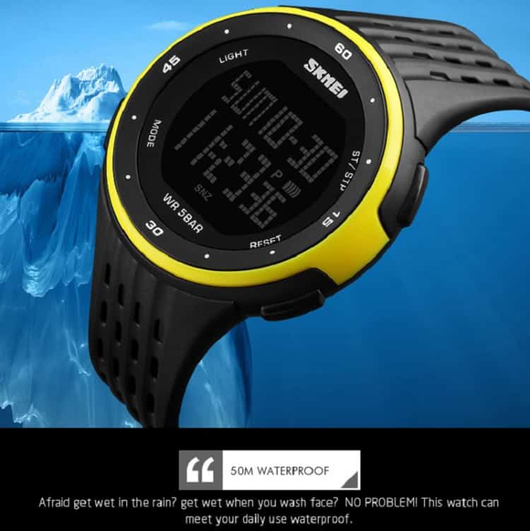 SKMEI 1219 Men's Outdoor Sports Watch - Adventure-Ready, Multi-Function, Electronic 9 Digital Sports Watch With Waterproof Design, Suitable For Swimming And Outdoor Activities – Durable And Reliable, Perfect For Active Lifestyles.