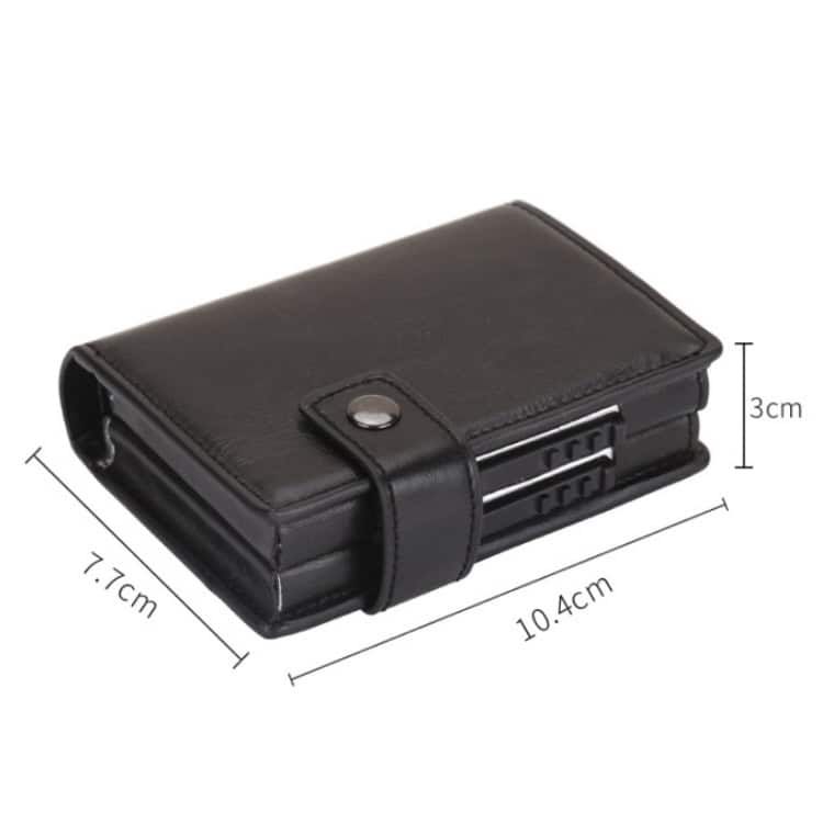 Secure your cards with ease - Dual Card Aluminum Alloy RFID Wallet 3 Stylish Black Leather Cardholder Wallet With Secure Snap Closure, Compact Size, Perfect For Everyday Use And Easy To Carry, Ideal For Organizing Credit Cards, Ids, And Cash.