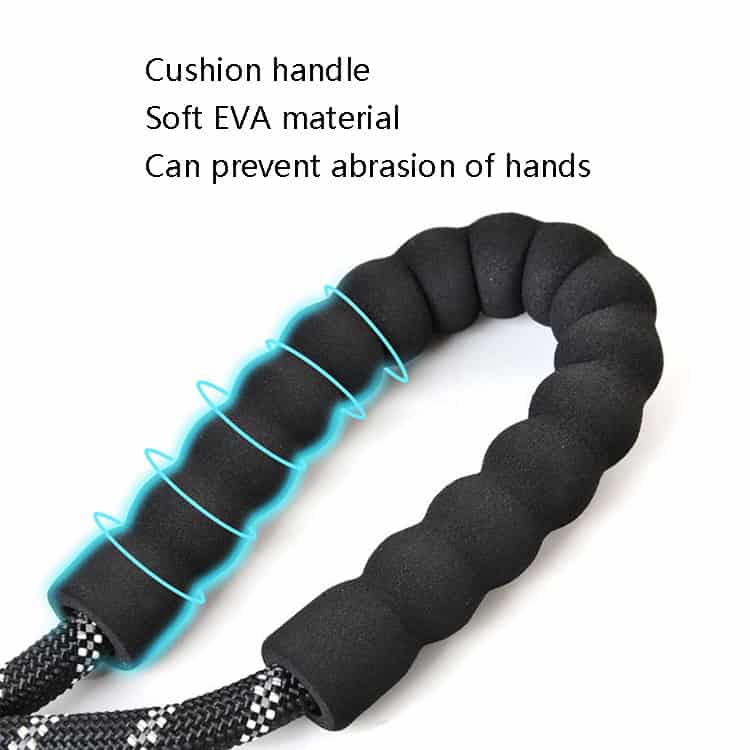 Stay visible & safe with Reflective Dog Pull Rope for Evening Walks! 6 Cushion Handle With Soft Eva Material Designed To Prevent Hand Abrasion For Ergonomic Grip And Comfort.