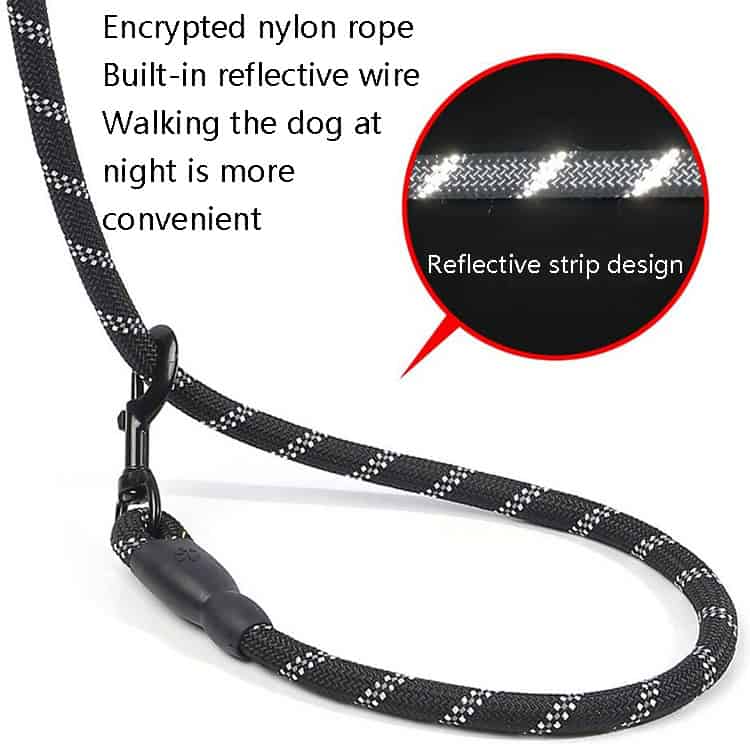 Stay visible & safe with Reflective Dog Pull Rope for Evening Walks! 7 Reflective Nylon Dog Leash With Built-In Safety Warning, Waterproof Clip, And Night Walking Visibility, Ideal For Pet Owners Seeking Durable, Secure, And High-Visibility Outdoor Dog Accessories.