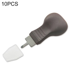 Disposable plastic scrapers for cleaning and kitchen use, sold in packs of 10, perfect for removing labels, residue, or adhesives from surfaces. Durable, lightweight, and easy to handle.