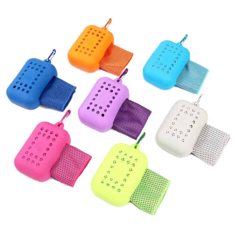 ChillFit Ice Cold Towel - Stay Refreshed & Cool Down Instantly 2 Colorful Portable Mini Fans With Protective Grills And Removable Mesh Filters, Ideal For Personal Cooling And Outdoor Activities. Available In Vibrant Colors Like Blue, Pink, Purple, Green, Orange, And White.
