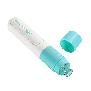 Sunscreen stick with cap, skincare product for sun protection, portable sunblock for travel and outdoor use, white and turquoise design, ideal for face and body.