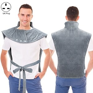Silk-gray heated vest with adjustable belt and outer layer for winter warmth, men's fashion, and outdoor activity gear, front and back views optimal for e-commerce and product showcase.