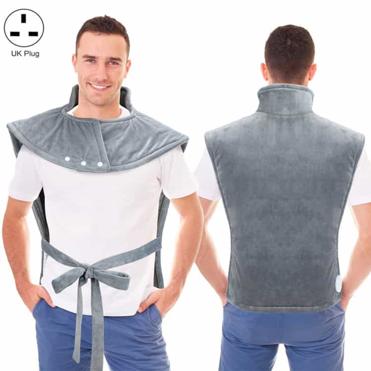 CozyHeat Electric Heated Shoulder & Neck Guards - Ultimate Comfort-Warmth 1 Silk-Gray Heated Vest With Adjustable Belt And Outer Layer For Winter Warmth, Men'S Fashion, And Outdoor Activity Gear, Front And Back Views Optimal For E-Commerce And Product Showcase.