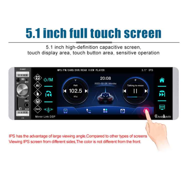 5.1" Single Butt Carplay Player with IPS Screen - Enhanced In-Car Experience 4 High-Definition 5.1 Inch Capacitive Touch Screen Display For Advanced Multimedia Control And Vehicle Navigation.