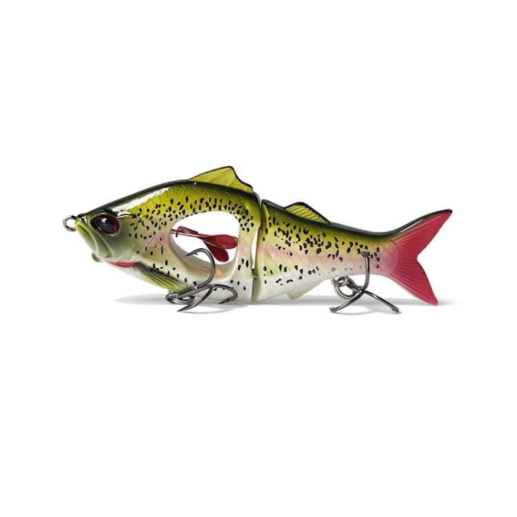 Ultimate Long Cast Slow Sinking Multi-Section Fishing Lure - Sea & Freshwater 1 Realistic Bass Fishing Lure Mimicking A Small Fish With Detailed Paint And Treble Hooks, Ideal For Freshwater Fishing, Used In Angling Sports And Fishing Tackle Setups.