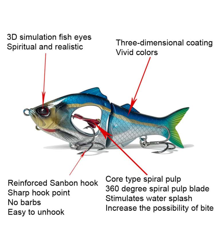 Ultimate Long Cast Slow Sinking Multi-Section Fishing Lure - Sea & Freshwater 4 3D Simulation Fish Eyes With Spiritual And Realistic Appearance, Vibrant Colors, And Detailed Scale Coating, Designed To Attract Fish And Improve Fishing Success.