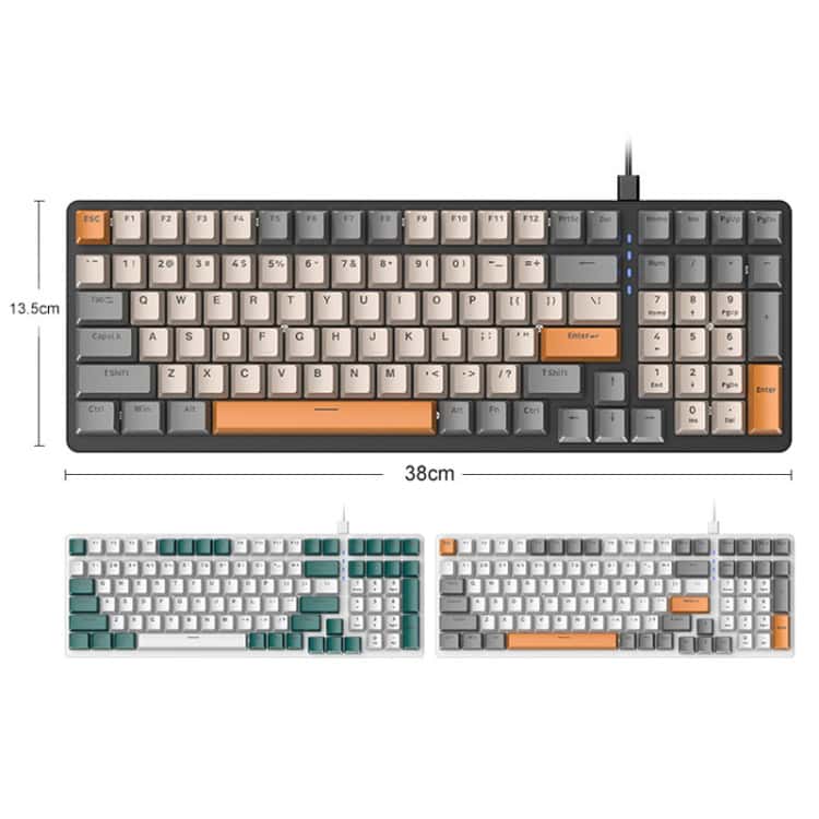 ZIYOU LANG K3 Wired Mechanical Keyboard - 100 Keys, RGB Backlit, 1.5m Cable 3 Flexible Mechanical Keyboard With Customizable Orange, Grey, And White Keycaps And Ergonomic Layout For Gaming And Productivity At Syndmart.