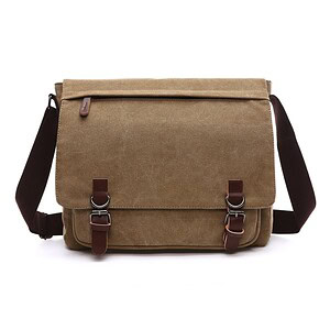 Durable canvas messenger bag with adjustable shoulder strap and multiple compartments for convenient everyday use, perfect for work, travel, or school essentials.