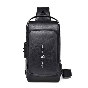 Black leather sports backpack with multiple compartments and adjustable strap for active lifestyles and travel ease.