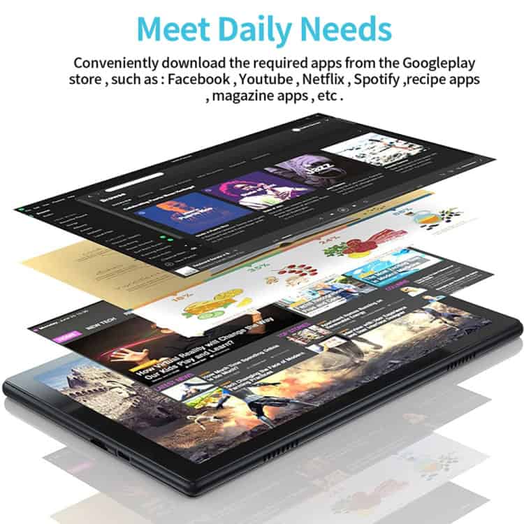 Android 12.0 Octa Core Dual SIM Phone with EU Plug - Powerful Performance 6 High-Quality Digital Tablet Displaying Various Apps And Media Content, Highlighting Seamless App Downloads And User-Friendly Interface For Daily Needs.