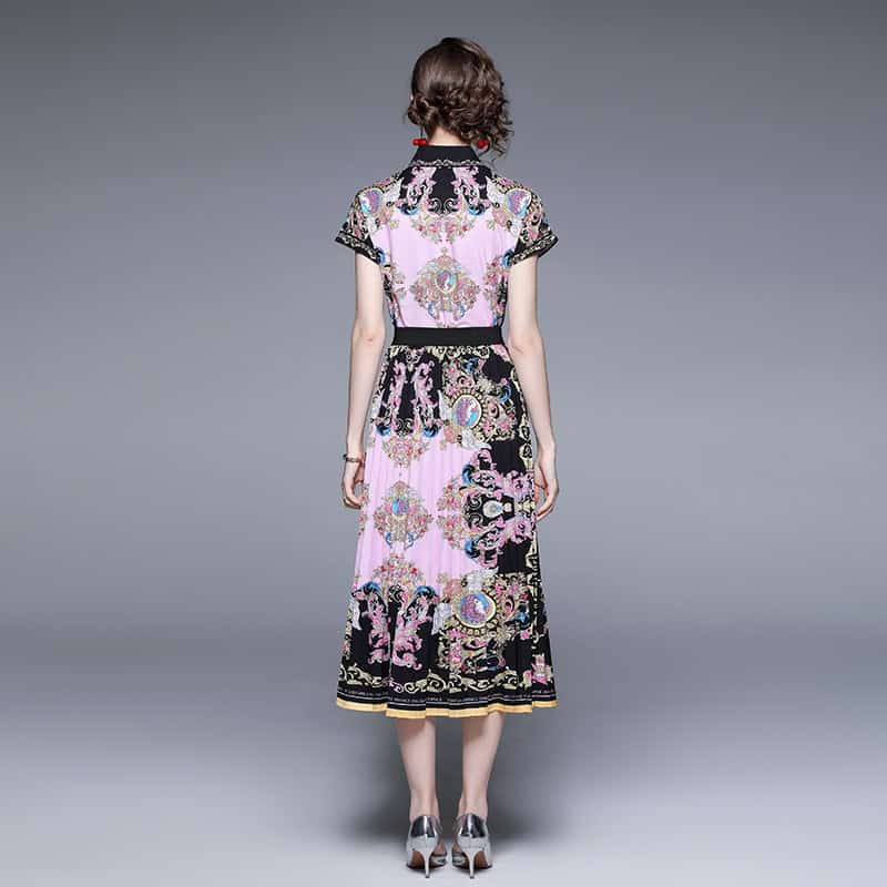 Elegant Bat Sleeve Shirt & Pleated Long Skirt Set - Chic Ensemble 3 Elegant Floral Maxi Dress With Intricate Embroidery, Versatile For Formal And Casual Occasions, Perfect For Summer Fashion.