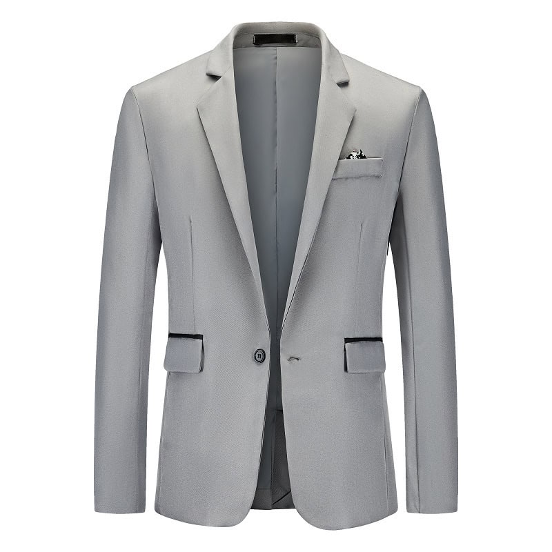 Classy Men's Single-breasted Business Suit Jacket - Loose Fit, New Arrival 2 Sleek Light Gray Men'S Blazer With Notch Lapel, Stylish Pocket Details, Perfect For Formal And Business Attire. High-Quality Fabric, Tailored Fit, Adds Sophistication To Any Outfit.