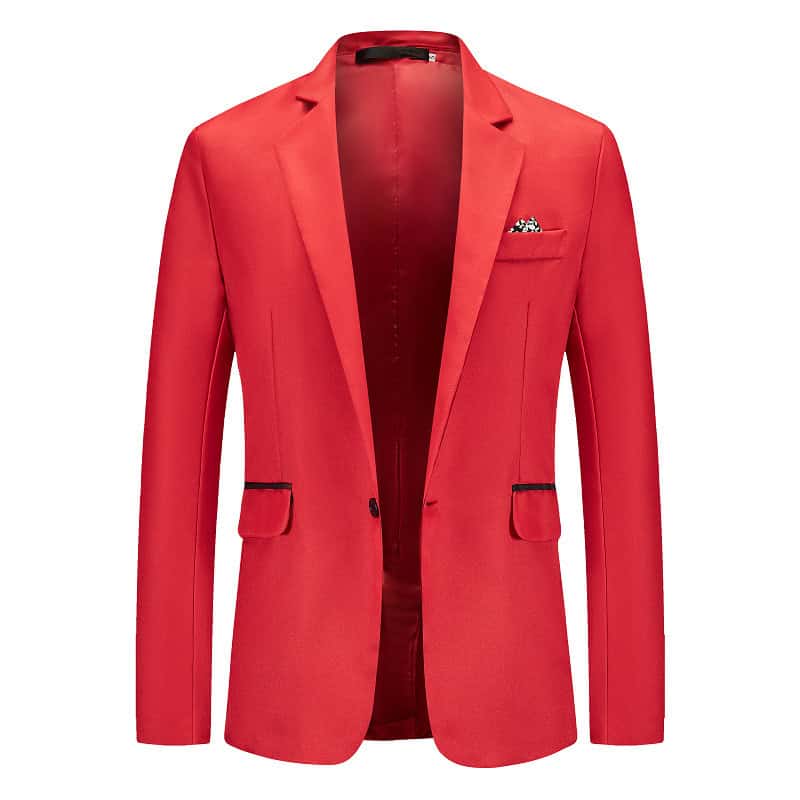 Classy Men's Single-breasted Business Suit Jacket - Loose Fit, New Arrival 6 Red Men'S Tailored Blazer For Formal And Business Occasions, Stylish Slim Fit With Pocket Details, Perfect For Professional Or Fashionable Wear.