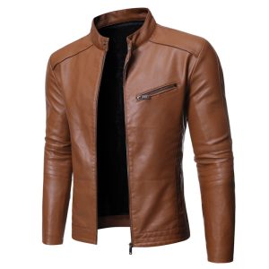 High-Quality Men'S Brown Leather Jacket Featuring A Sleek Design And Zipper Pocket, Perfect For Casual Or Semi-Formal Occasions. Crafted With Premium Leather For Durability And Style.