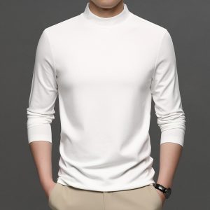 High-quality white mock turtleneck sweater for men's fashion, versatile casual and formal wear, comfortable fit, perfect for fashion-forward individuals.