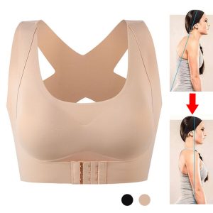 Seamless postural correction bra for women, improves shoulder alignment and alleviates back pain, comfortable fit, and discreet design.