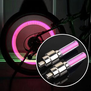 Bicycle Wheel With Illuminated Pink Led Light And Two Led Light Tubes For Installation.
