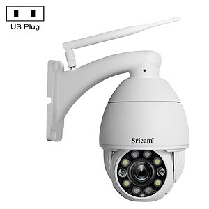 1. Outdoor Wi-Fi security camera with night vision, waterproof construction, and US plug power connector for monitoring property.