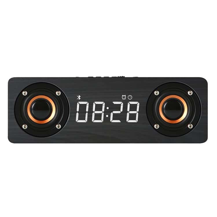Wooden Clock Bluetooth Subwoofer with FM, AUX, TF - M5C - Enhanced Sound 3 Bluetooth Speaker With Digital Clock, Portable Wireless Sound System, Modern Compact Design, Ideal For Music Streaming And Hands-Free Calling, Perfect For Home Or Outdoor Use.