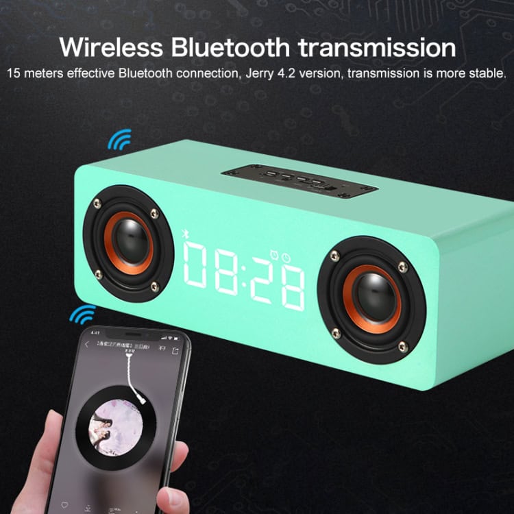 Wooden Clock Bluetooth Subwoofer with FM, AUX, TF - M5C - Enhanced Sound 16 Wireless Bluetooth Speaker With Digital Clock Display, Supporting 15 Meters Effective Bluetooth Connection, Ideal For Portable Audio, Home, And Office Use. Perfect For Music Lovers Seeking High-Quality Sound.