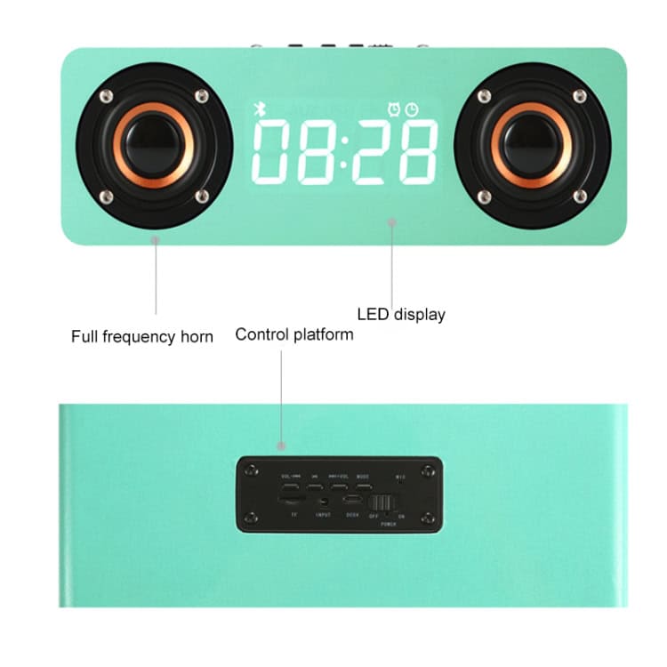 Wooden Clock Bluetooth Subwoofer with FM, AUX, TF - M5C - Enhanced Sound 6 Wireless Bluetooth Speaker With Led Display, Full Frequency Horn, And Control Platform For High-Quality Sound And Convenience. Perfect For Home, Outdoor, And Portable Audio Needs.