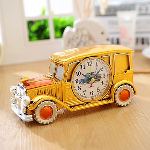 Vintage Car Model Pointer Alarm Clock - Multi-functional Originality Appeal 1 Vintage Yellow School Bus Clock Toy With A Whimsical Design And Colorful Details, Perfect For Desk Decor And Gift Shops.