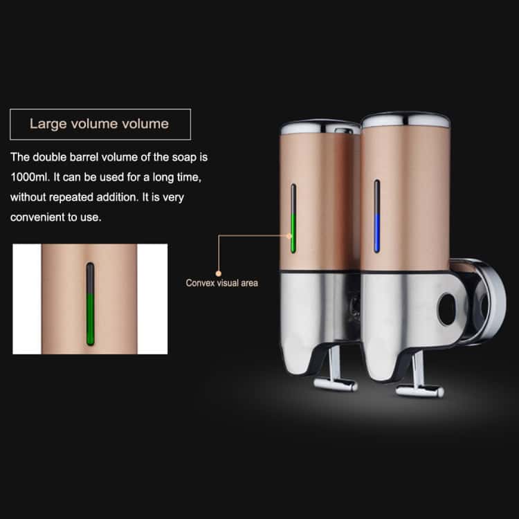 1000ml Dual Hotel Shower Dispenser for Shampoo & Soap, Wall Mounted 8 Dual Soap Dispensers With Large 1000Ml Capacity, Sleek Metallic Finish, And Convenient Visual Indicators For Easy Use; Ideal For Commercial And Home Hygiene Needs.