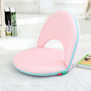Pink ergonomic baby floor chair with light blue accents, ideal for infants' sitting support and playtime, featuring breathable mesh fabric and a comfortable design for early childhood development.