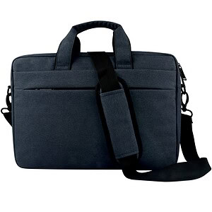 Portable black laptop bag with handles and shoulder strap, perfect for business or travel. Made from durable material, designed to keep your electronics and essentials organized and protected.