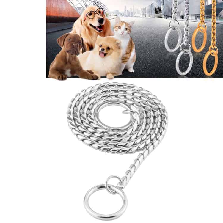 65cm Solid Metal Dog Collar - Heavy-Duty Snake Chain for Pet Durability 1 Shiny Stainless Steel Dog Leash With Loop Handles, Perfect For Pet Walking And Training, Durable, Lightweight, And Easy To Use, Available At Syndmart.