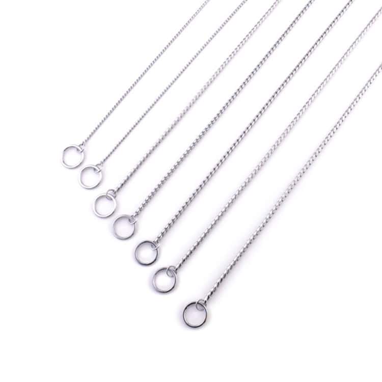 65cm Solid Metal Dog Collar - Heavy-Duty Snake Chain for Pet Durability 5 Sterling Silver Chain Necklaces With Round Ring Clasps, Minimalist Jewelry Design, Perfect For Everyday Wear And Layering, Stylish Accessories From Syndmart.