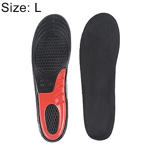 Soft rubber shoe insoles for comfort and support, available in size L for men and women, ideal for sports, casual wear, and orthopedic needs. Enhances foot stability and cushioning.