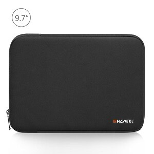 1. Durable black laptop sleeve for 9.7-inch tablets and laptops, shockproof and lightweight, ideal for travel and everyday use.